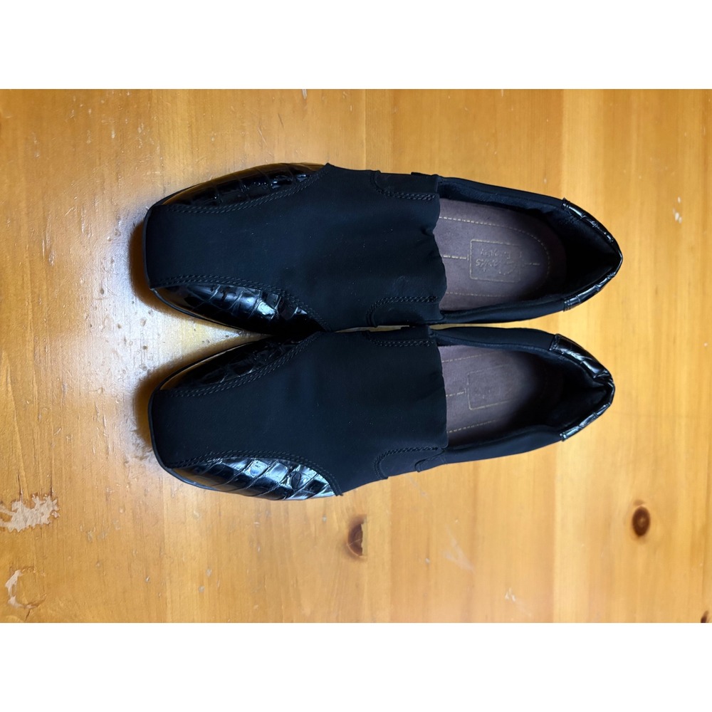 Clarks Noreen Will Black Croc Embossed Leather Slip On Loafers Womens 8.5W 62430
